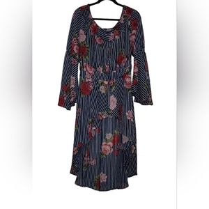 Ups&Downs navy floral stripped shirt dress